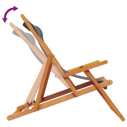 Сгъваеми плажни столове, 2 бр, сиви, текстил