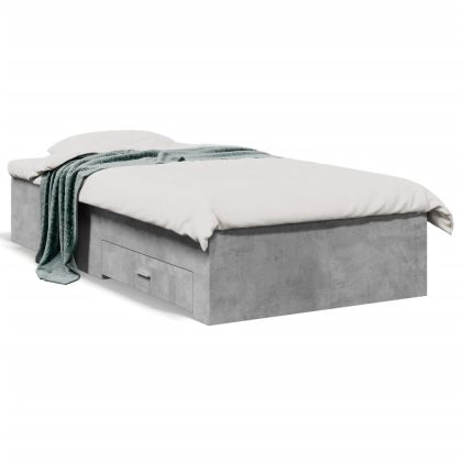 Рамка за легло с чекмедже бетонно сива 90x200см инженерно дърво