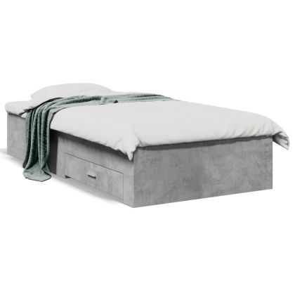 Рамка за легло с чекмеджета, бетонно сива, 75x190 см
