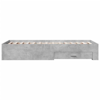 Рамка за легло с чекмеджета, бетонно сива, 75x190 см