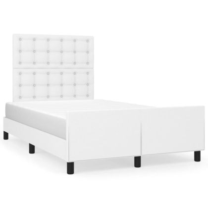 Рамка за легло с табла, бяла, 120x190 см, изкуствена кожа