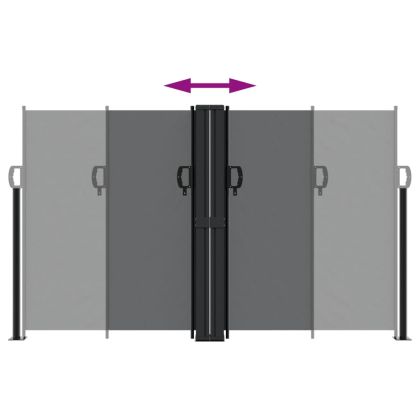 Прибираща се странична тента, черна, 140x1000 см