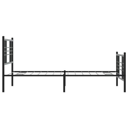Метална рамка за легло с горна и долна табла, черна, 107x203 см