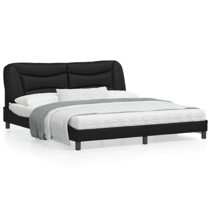 Рамка за легло с табла, черна, 180x200 см, изкуствена кожа