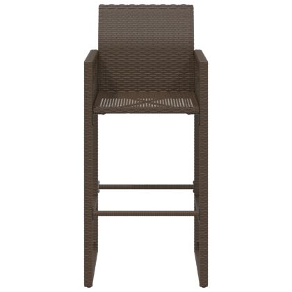Градински бар табуретки, 2 бр, кафяви, полиратан