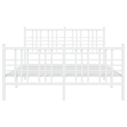 Метална рамка за легло с горна и долна табла, бяла, 137x190 см