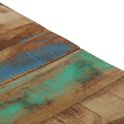 Кафе маса, сребриста, инокс и масивно регенерирано дърво