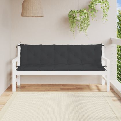 Възглавници за градински пейки 2 бр черно 180x50x7 см плат
