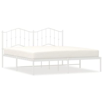 Метална рамка за легло с горна табла, черна, 183x213 см