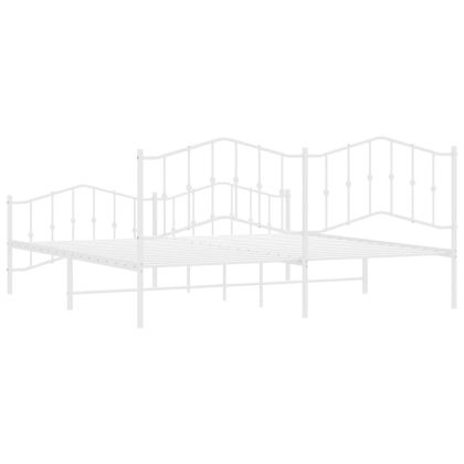 Метална рамка за легло с горна и долна табла, бяла, 193x203 см