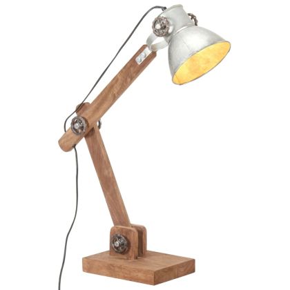 Индустриална настолна лампа, сребрист, кръгла, 58x18x90 см, E27