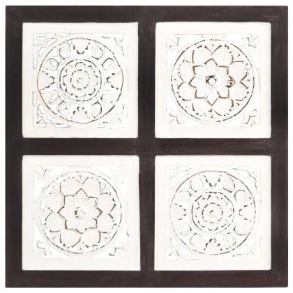 Ръчно резбован стенен панел, МДФ, 40x40x1,5 см, кафяво и бяло