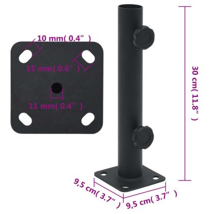 Основа за чадър Ø32/34/38 мм прът матово черно стомана
