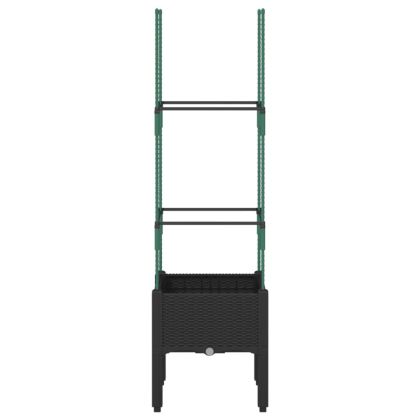 Градински сандък с пергола, черен, 40x40x142,5 см, PP