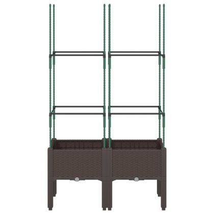 Градински сандък с пергола, кафяв, 80x40x142,5 см, PP