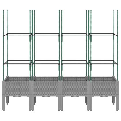 Градински сандък с пергола, светлосив, 160x40x142,5 см, PP