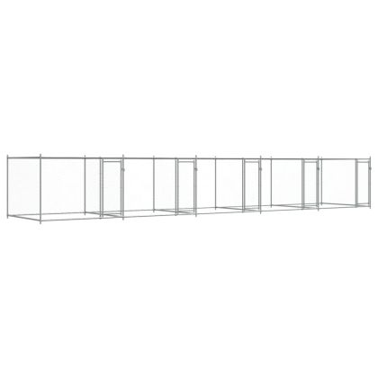 Кучешка клетка с врати сива 10x2x1,5 м поцинкована стомана