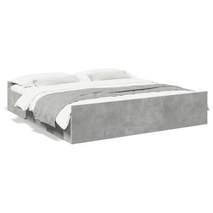 Рамка за легло с чекмеджета, бетонно сива, 200x200 см