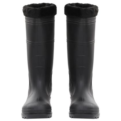 Ботуши за дъжд с подвижни чорапи, черни, размер 44, PVC