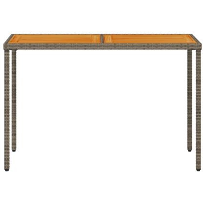 Градинска маса с плот от акация, сиво, 115x54x74 см, полиратан
