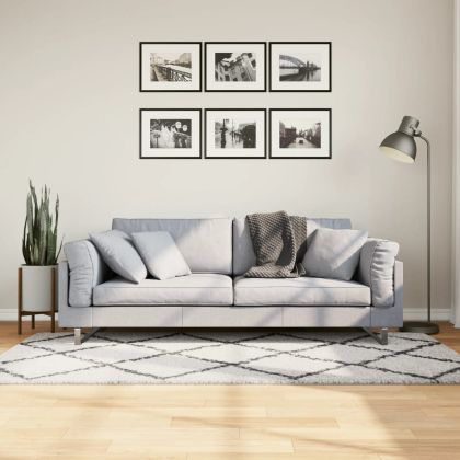 Шаги килим с дълъг косъм "PAMPLONA", кремаво-черен, 100x200 см