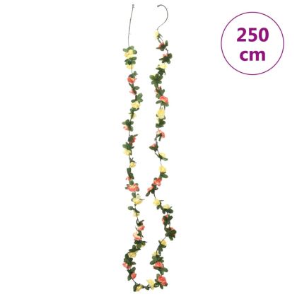 Коледни гирлянди с цветя 6 бр пролетен залез червено 250 см