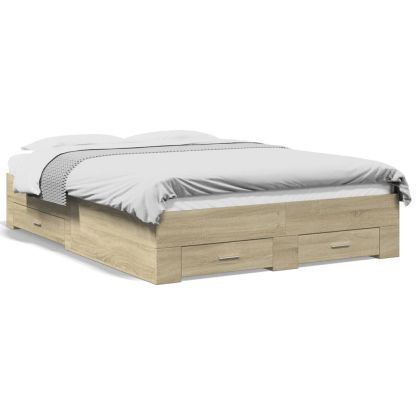 Рамка за легло с чекмедже дъб сонома 120x200 см инженерно дърво