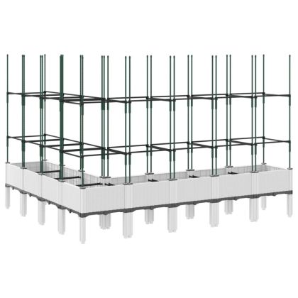 Градински сандък с пергола, бял, 200x160x142,5 см, PP