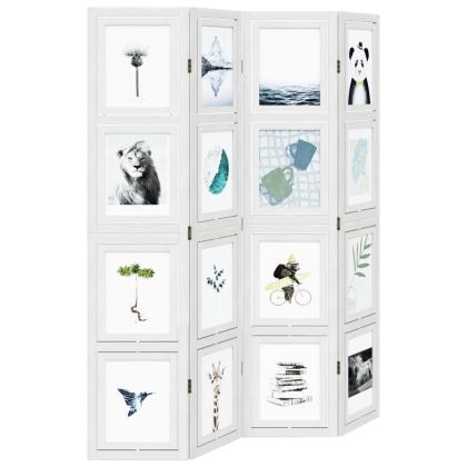 Разделител за стая, 4 панела, бял, дърво пауловния масив