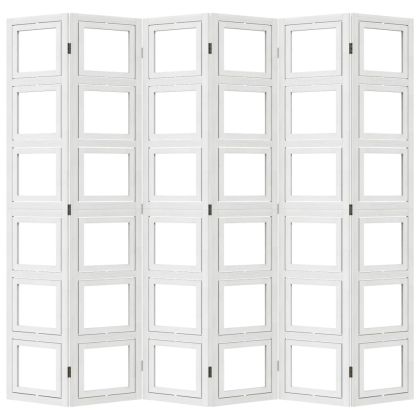 Разделител за стая, 6 панела, бял, дърво пауловния масив