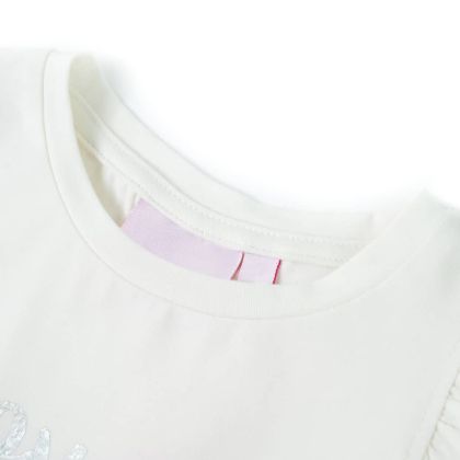 Детска тениска с къдрави ръкави, бяла, 140