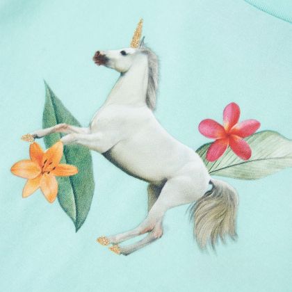 Детска тениска с къс ръкав, светла аква, 116