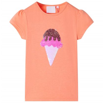 Детска тениска, неоново оранжева, 140