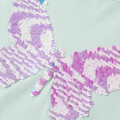 Детска тениска с ръкави капаче, светла мента, 104