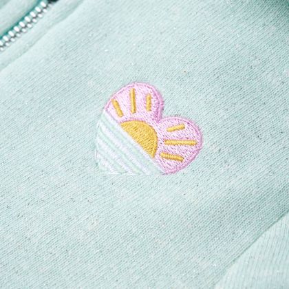 Детски суитшърт с качулка и цип, светла мента микс, 92