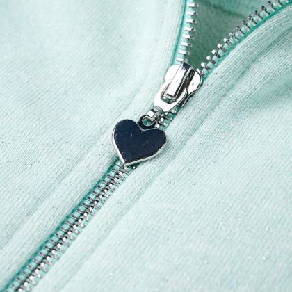 Детски суитшърт с качулка и цип, светла мента микс, 92