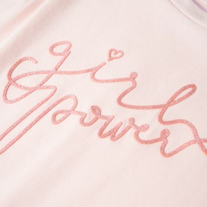 Детска тениска с ръкави волани, меко розово, 116