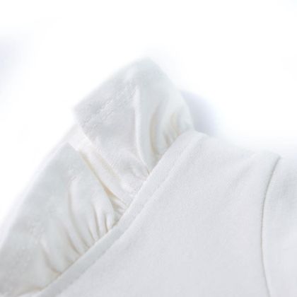 Детска тениска с къдрави ръкави, екрю, 140