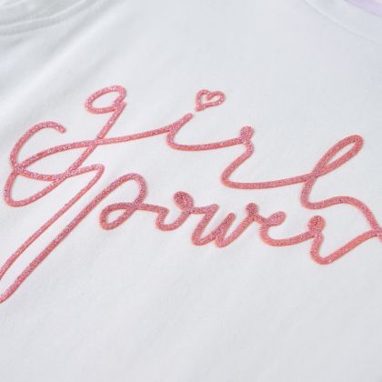 Детска тениска с къдрави ръкави, екрю, 140