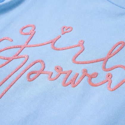 Детска тениска с ръкави волани, светлосиньо, 140