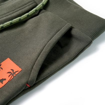 Детски къси панталони с шнурове, тъмно каки, 140