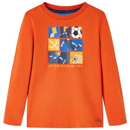 Детска тениска с дълъг ръкав, оранжева, 104