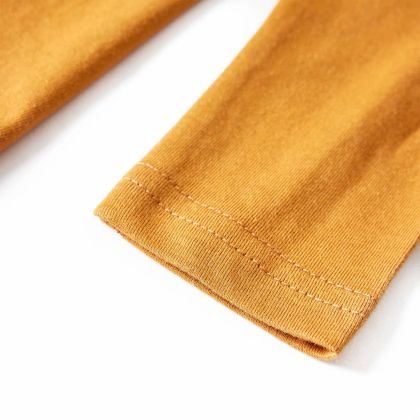 Детска тениска с дълъг ръкав, тъмна охра, 128