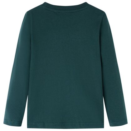 Детска тениска с дълъг ръкав, тъмнозелена, 116