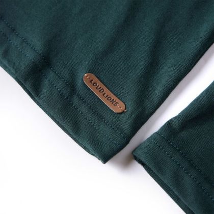 Детска тениска с дълъг ръкав, тъмнозелена, 116