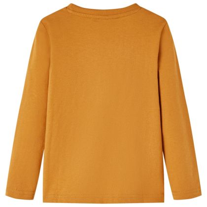 Детска тениска с дълъг ръкав, тъмна охра, 128