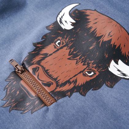 Детски суитшърт с качулка, син меланж, 92