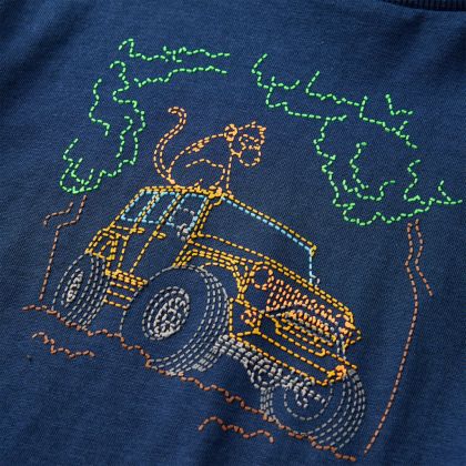 Детска тениска с дълъг ръкав, нейви синьо, 104