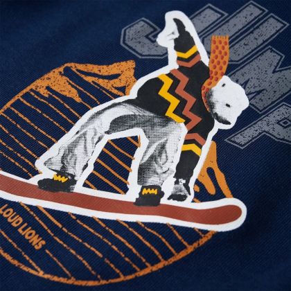 Детски суитшърт с качулка, тъмносин, 128