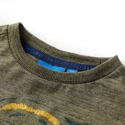 Детска тениска с дълъг ръкав, каки меланж, 116